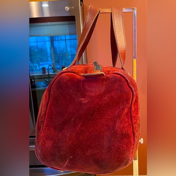 LOEWE Reddish-Auburn Suede Anagram Handbag, GUC - Picture 8 of 16